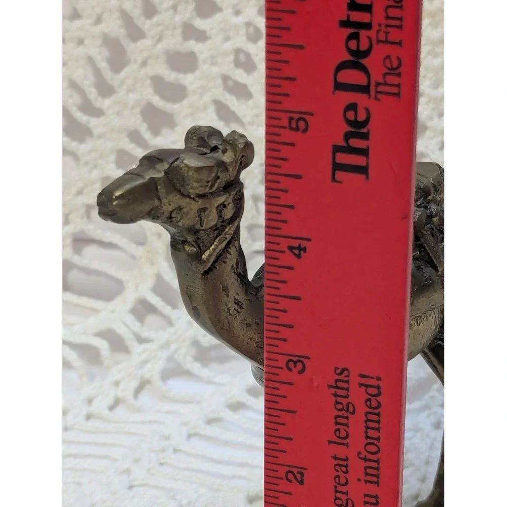 Vintage Brass Camel Figurine Dromedary with Packs Miniature Statue Desert Decor